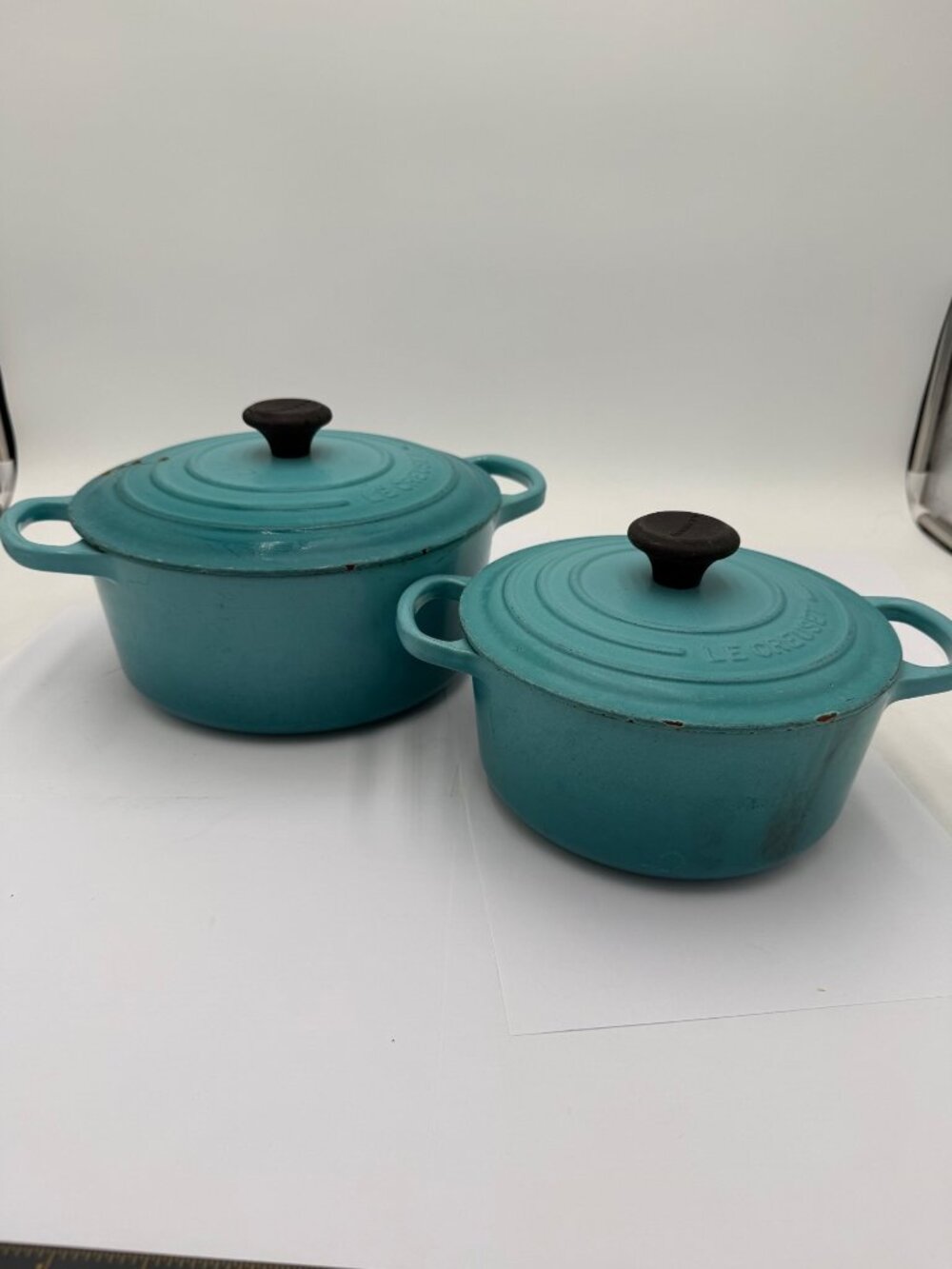 Le Creuset Caribbean Blue Cast Iron Dutch Oven Set With Lids 2 Qt & 3.5 Qt